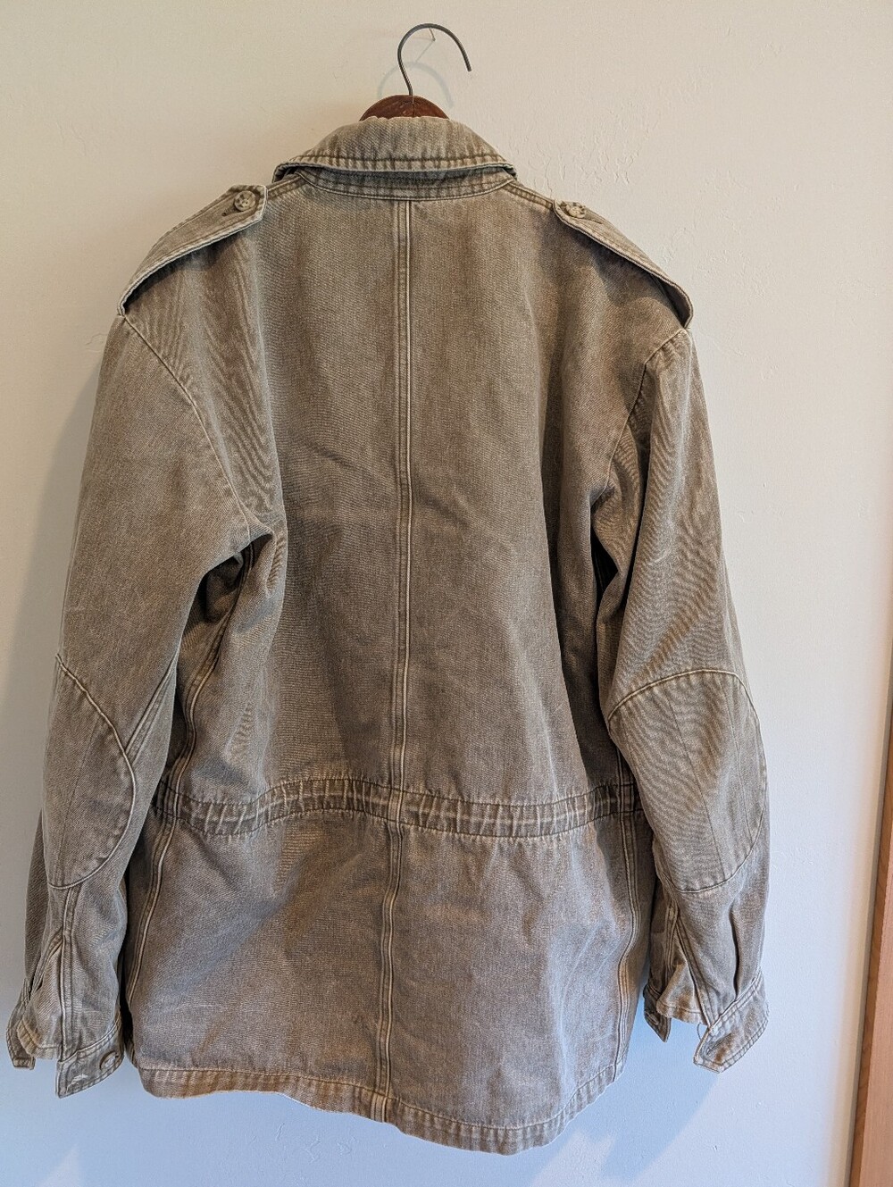 VINTAGE Banana Republic 80s Military Style Field Coat Heavy Cotton Denim XL - Picture 2 of 9